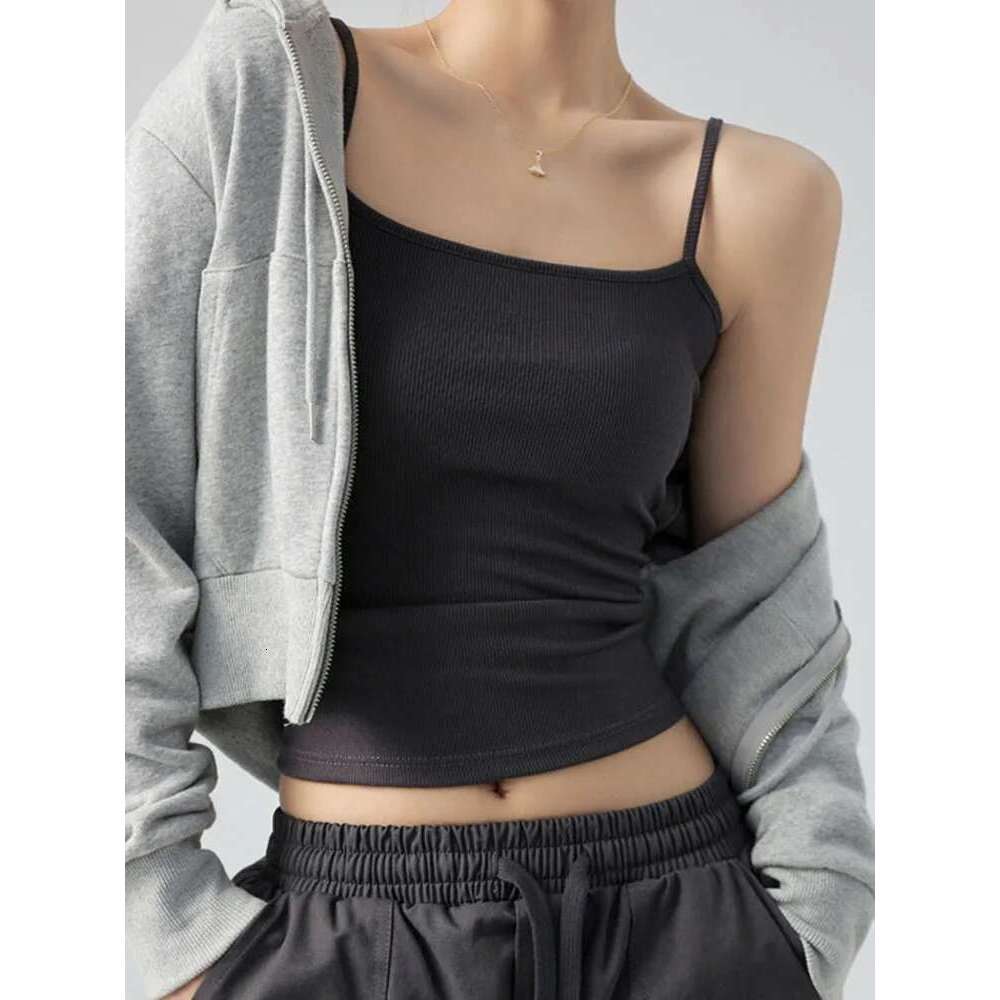 Tanks Summer Spaghetti Strap Camis Stretch Tops For Women Sleeveless Slim Fit Basic Solid Knitted Camisole KLMY