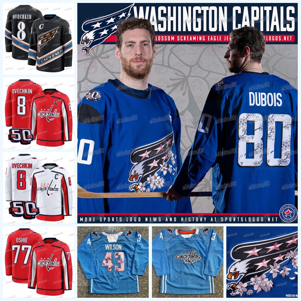 Washingtons Capital 2025 Cherry Blossom Hockey Jersey Alex Ovechkin Nicklas Backstrom T.J. Oshie Pierre-Luc Dubois Jakob Chychrun