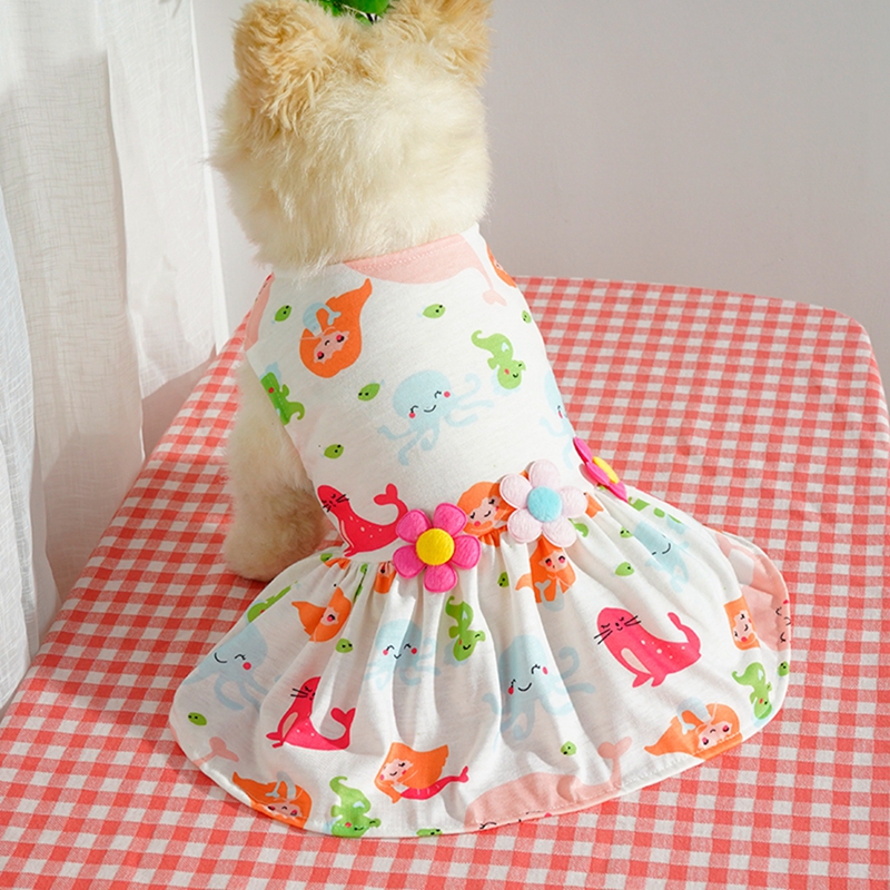 Spring Summer Dog Dresses for Small Medium Puppies Cute Printed Dog Princess Dress Kitten Pet Skirt Poodle Chihuahua Apparel