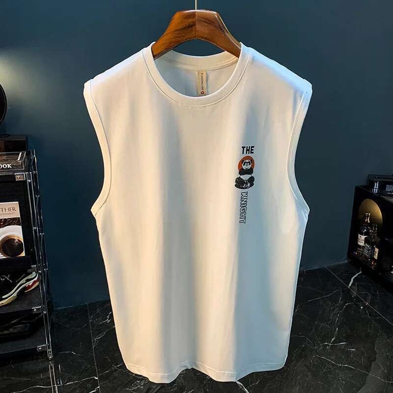 Sleeveless T-Shirt Vest Trendy Panda Printing Loose Outer Wear Summer Sports Fiess Men's All-Match Breathable Top