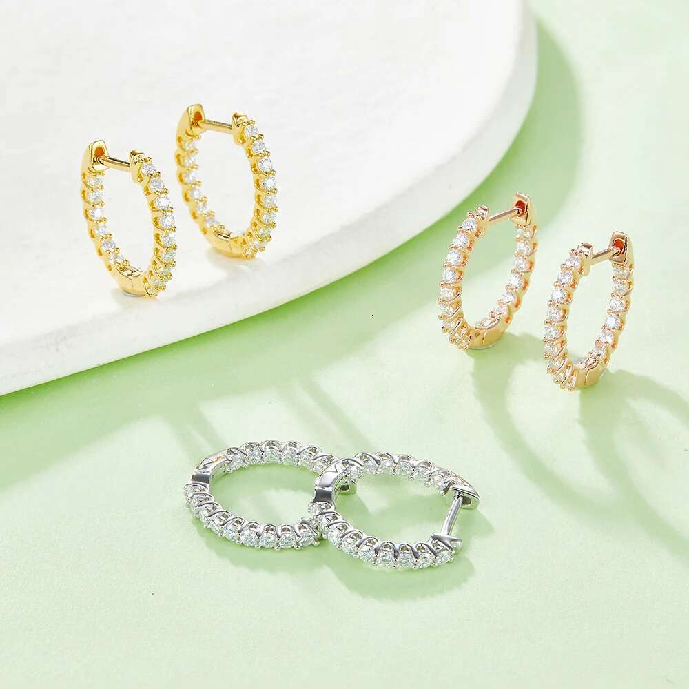 Sterg Sier Full Moissanite Dia Small Hoop Earrings Fashion for Women Wedding Jewelry Accessories