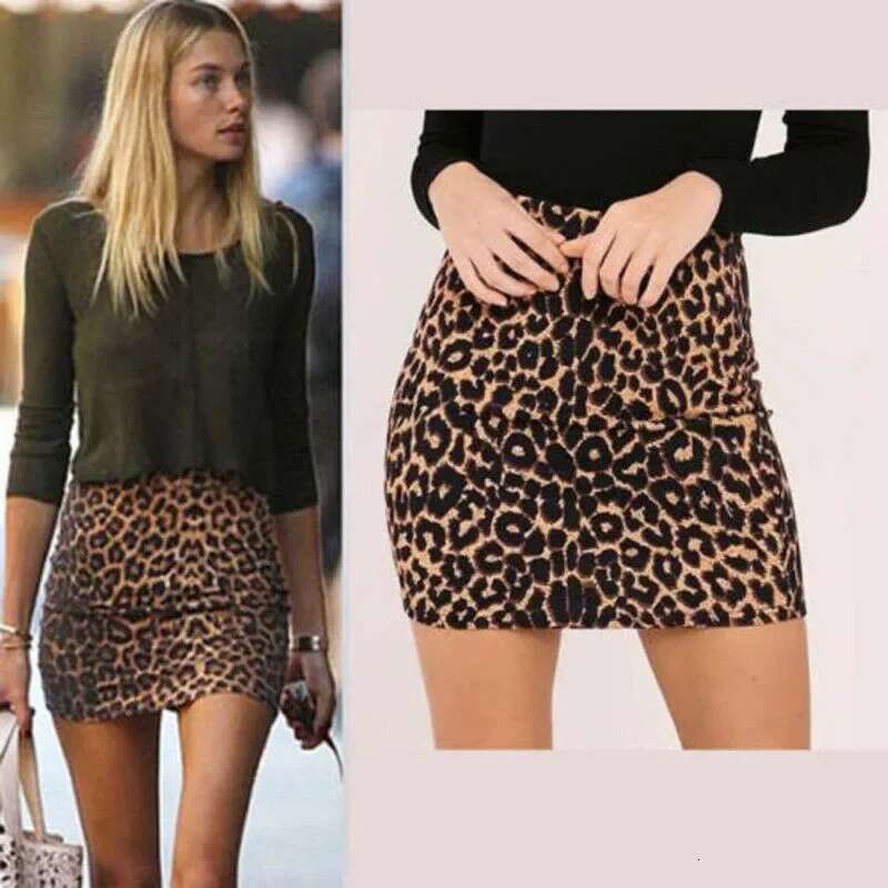Leopard Printing High Waist Sexy Pencil Bodycon Pack Hip Mini 3 Skirt For Women