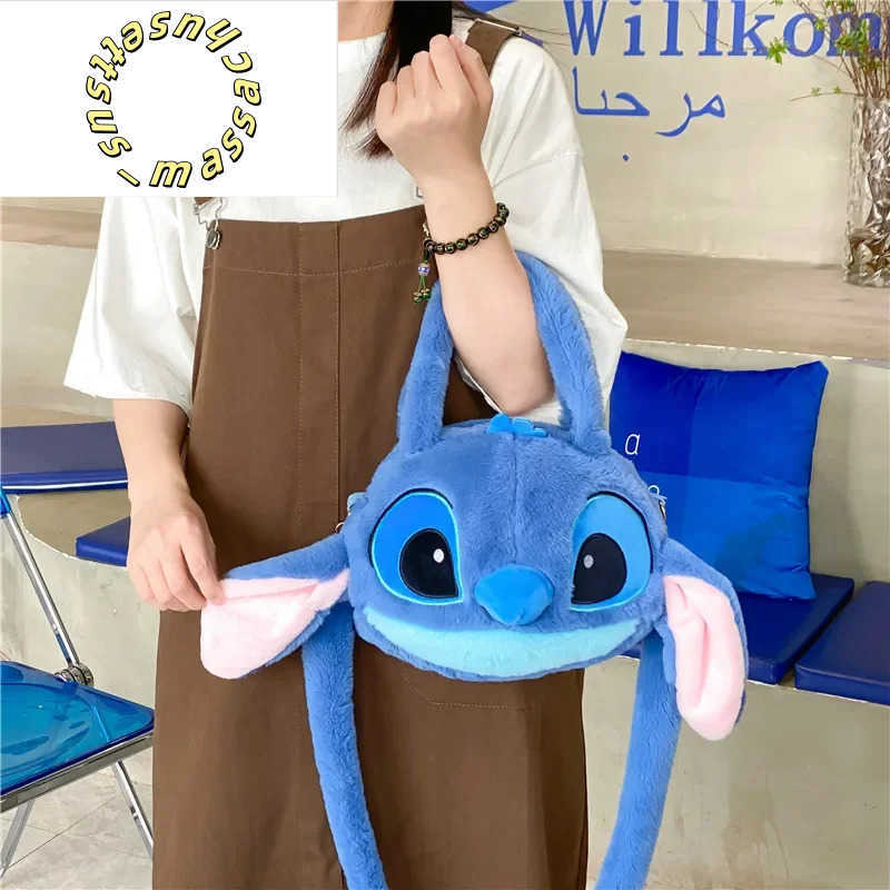 Backpacks Kawaii Stitch Bag Plush Backpack Bagpack Double Shoulder Crossbody Bag Tote Storage Pouch Plushie Anime Toy Girl Gift Kid Y250305ECIA