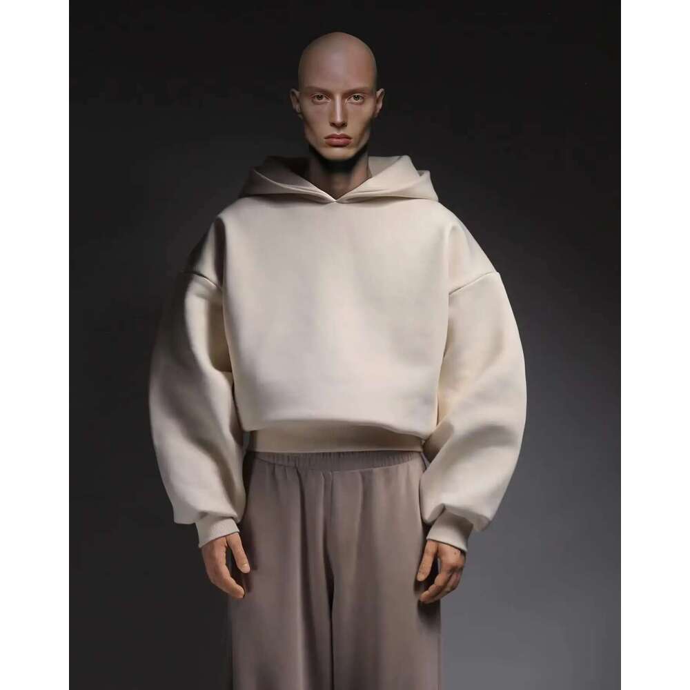 Heavyweight Crop Cut Big Hoodie Custom 700Gsm Cotton Solid Color Cropped Hoodies