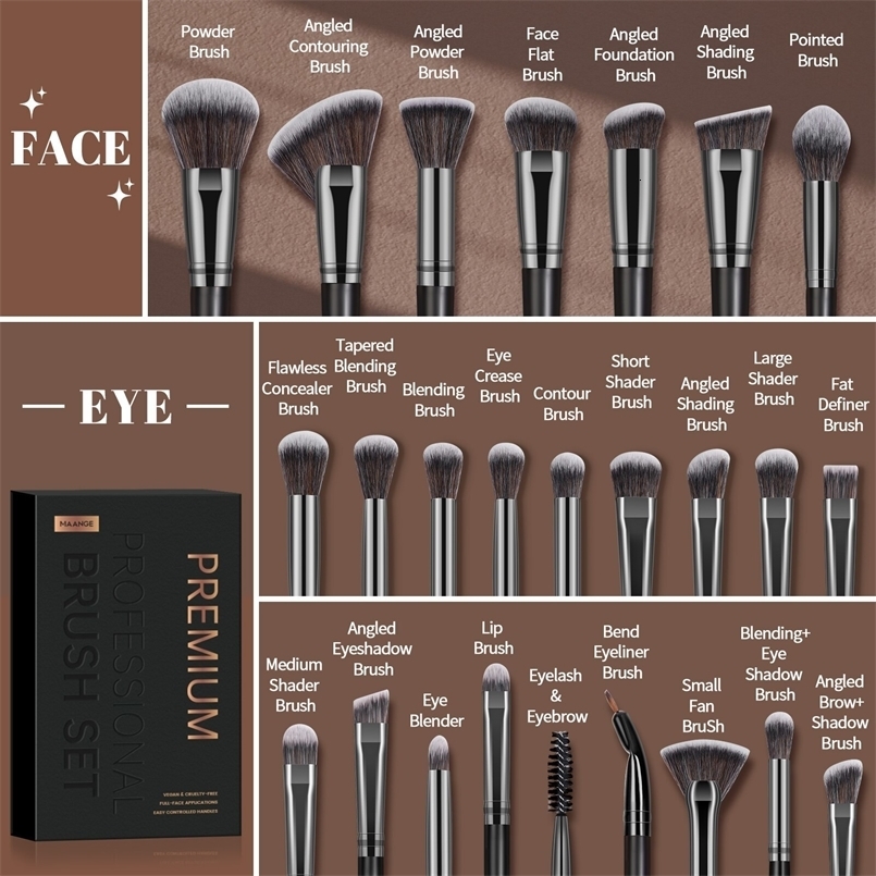 MAANGE Professional Gift Box 25 Pieces Makeup Brushes Kit Face Eye Beauty Brushes For Foundation Conceal Eyeshadow Contour Brush 250305