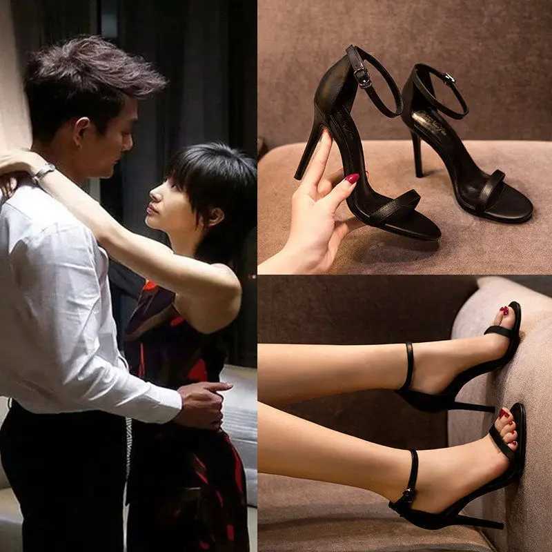 Womens Sandals Stiletto High Heels 9 CM Middle Heel Open Toe Ladies Sandals Fi Hollow Solid Color Women Clothing Summer NewXJ2500305