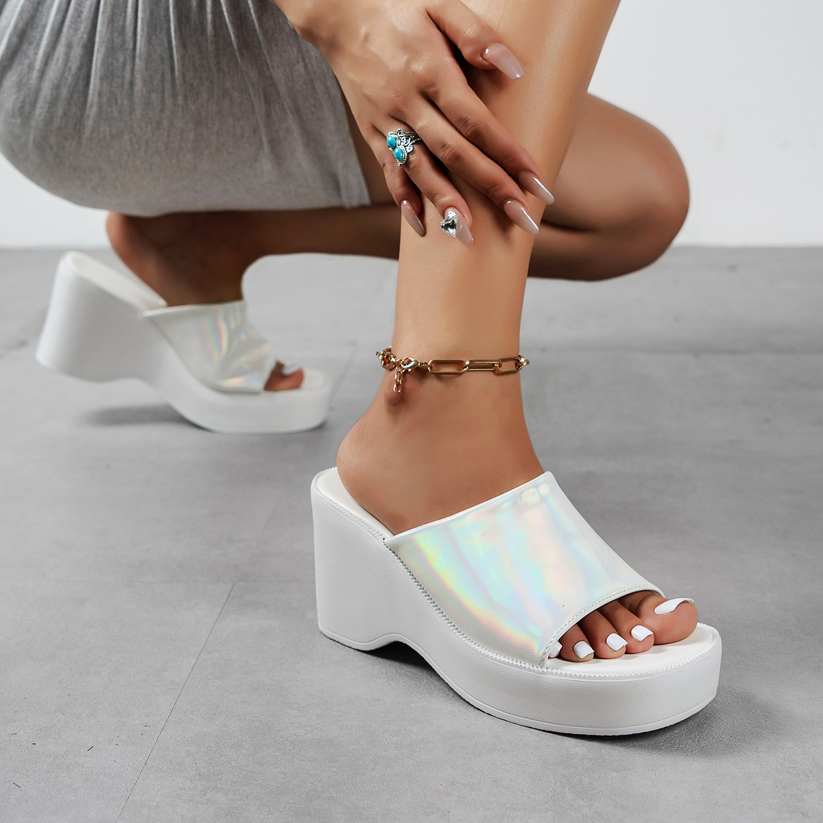 Large size minimalist sandals 2025 summer new item thick sole temu fashionable casual women ddmykukumalu