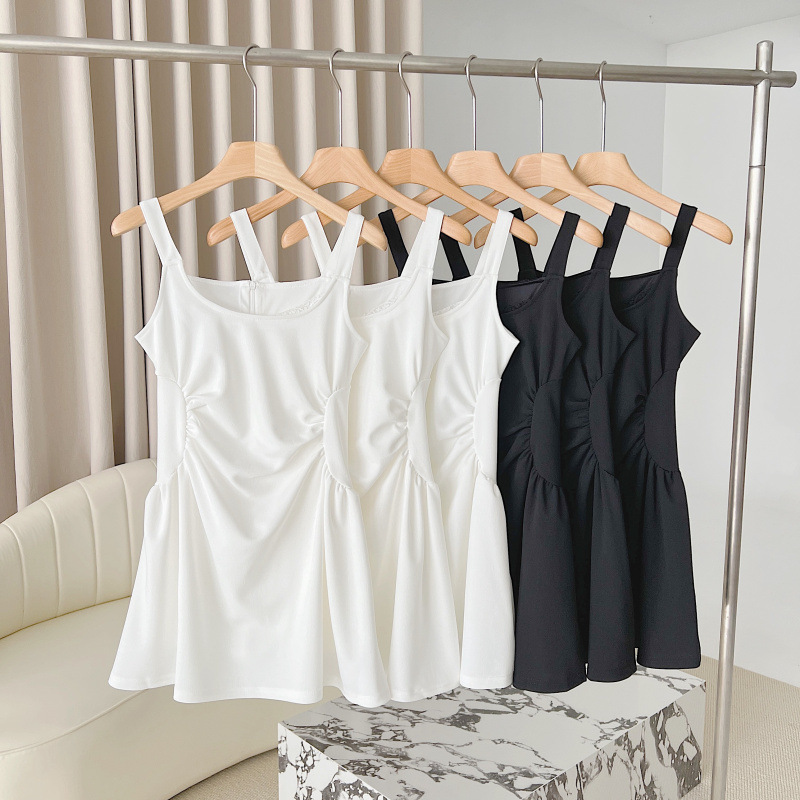 Y200 summer new French lace sling mid-length dress gentle style waist slim vest short skirt female