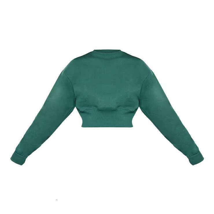 Custom Oversized Brushed Cotton Sweater Plus Size Women Crew Neck Long Sleeve Crop Top Pullover Cropped Crewneck Sweatshirt