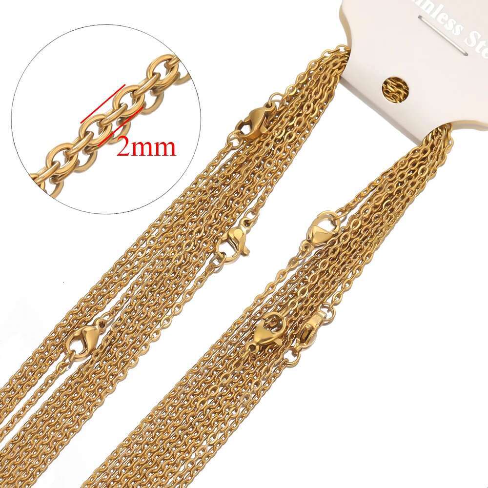 10Pcs/lot 50cm Stainless Steel k Necklaces Cuban Cross Chains Accessories for DIY Gifts Jewelry Making Bulk Wholesale