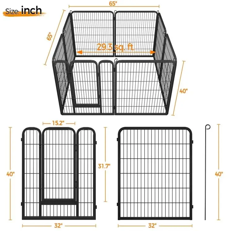 Unique design pet dog kennel metal animal cage cover for run outdoor house protective door removeable training pet behavior 2023
