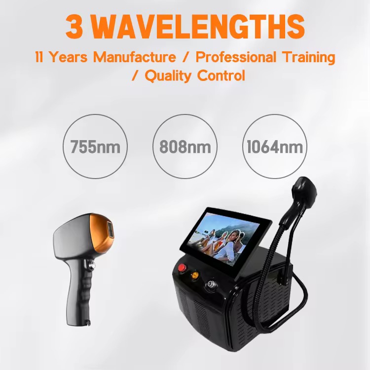 2025 Professional Ice Platinum Titanium 808nm Diode Laser Device 3 Wavelength 755 808 1064 Diode Laser Hair Removal Machine
