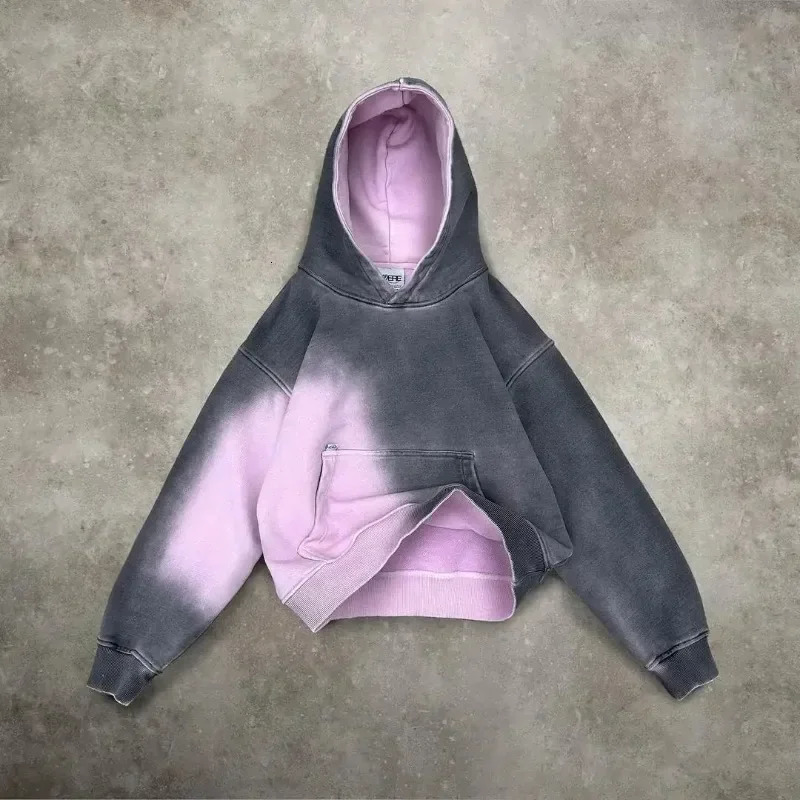 Gothic Aesthetic Tie-dye Oversized Sweatshirt Y2K Harajuku Hip-hop Clothing Long Sleeve Pullover Hoodie for Men and Women 250304