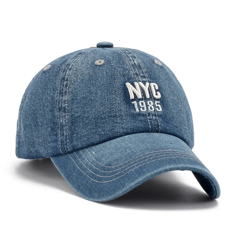 Fashion NYC 1985 Embroidery Denim Baseball Caps Adjustable Outdoor Casual Adult Wash Sports Golf Sun Hats 250228