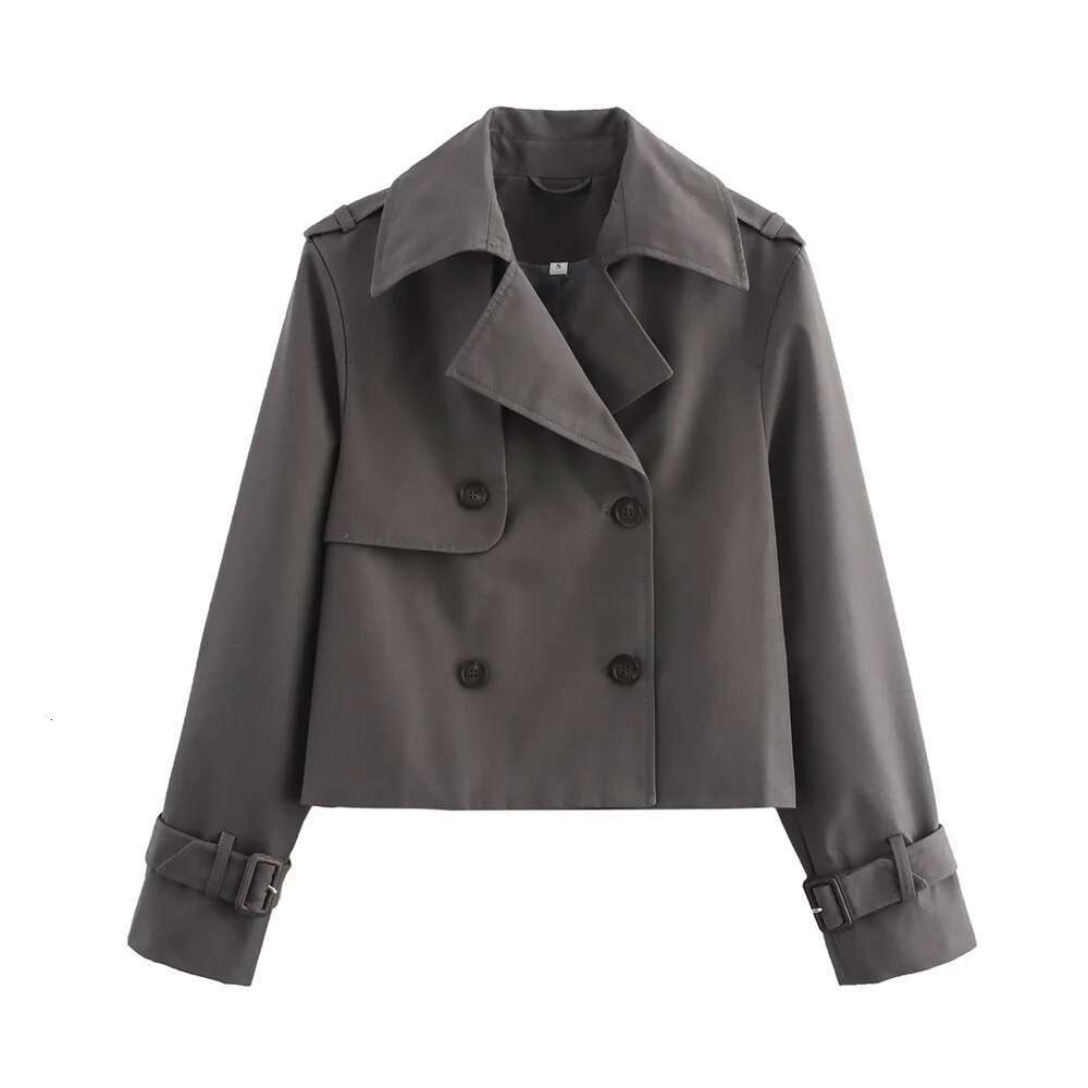 Pb&Za2024 Autumn New Women's Polo Design Sense Double Breasted Loose And Versatile Long Sleeve Short Windbreaker Coat