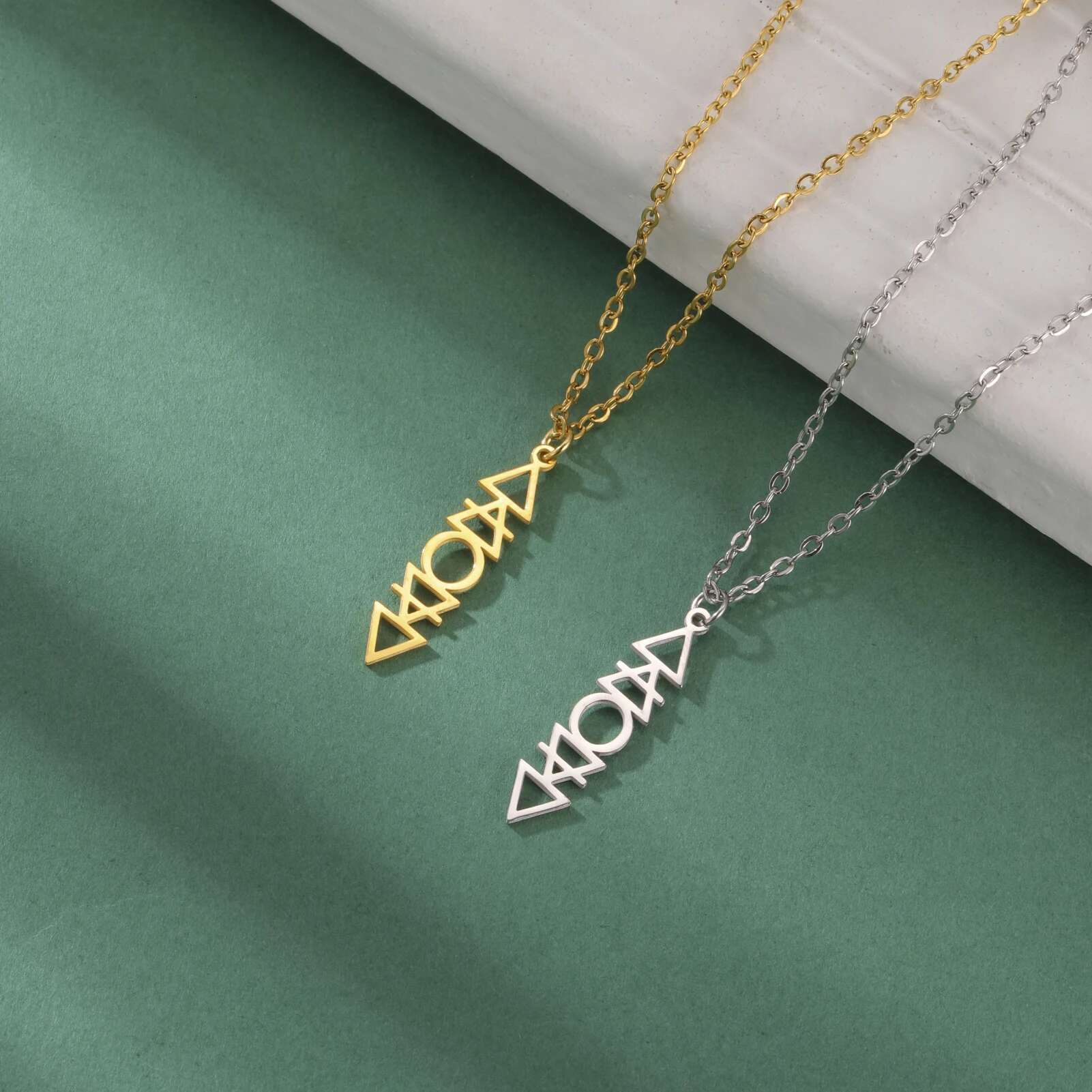 Balanced Four Element Pendant Necklace Earth Gas Fire Water Pill Symbol Retro Protector Stainless Steel Birthday Gift