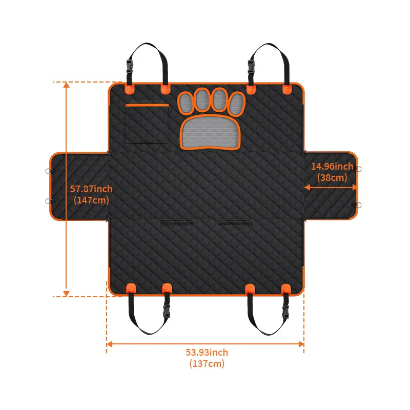 Black 600D Heavy Duty Scratch Proof Nonslip Soft Dog Hammock for CarTruck Back Seat Extender for Dogs Dog Car Seat Cover