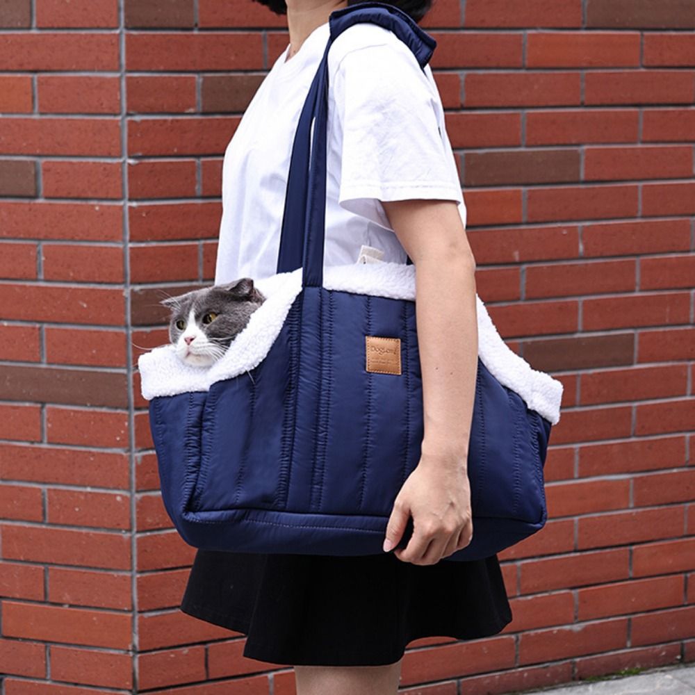 Practical Portable Pet Tote Bag Open Style Plush Cat Carrier Handbags Soft Warm Pet Carrying Bag for Travel