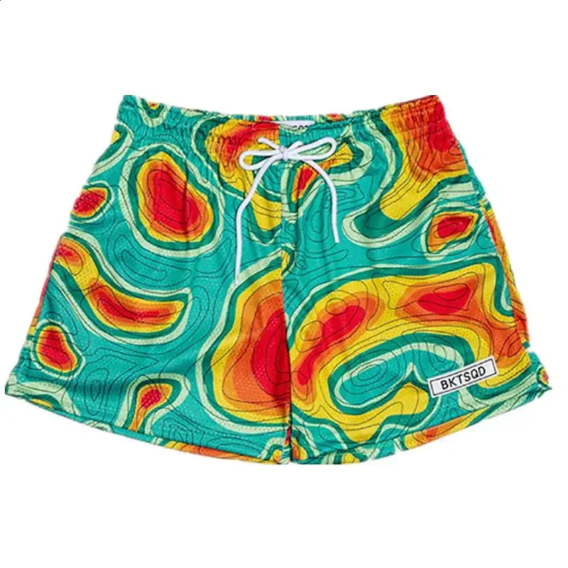 2024 BKTSQD summer mens shorts men and womens fashion beach seaside sports mesh quickdrying quarter pants 250305