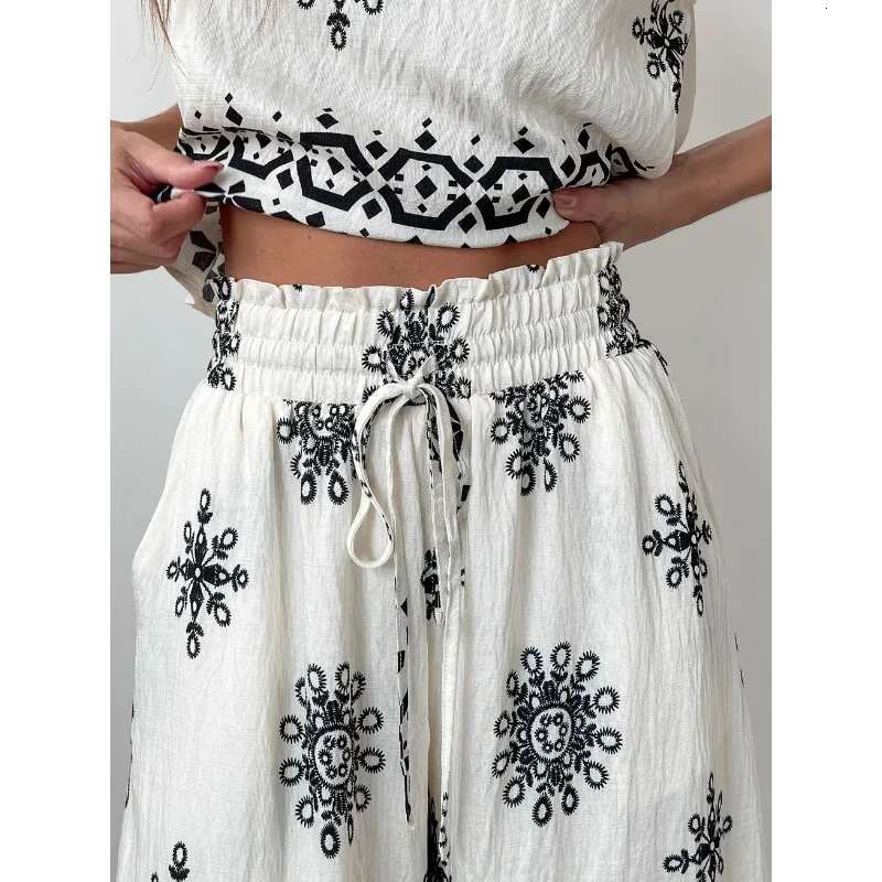 2025 Fashion Sexy Printed Strap Wide Leg Set Spring And Summer New Women's Clothing Street Trendy Sleeveless