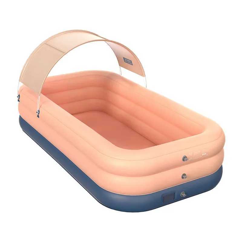 Outdoor Lawn Inflatable Kids Swimming Pool With Awning Quality PVC Portable Swimming Pool Summer Water Party PoolXJ250305