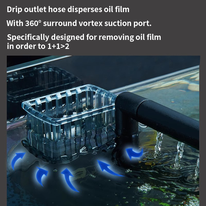 3W Aquarium Surface Oil Skimmer Filter Mini Mute Auto Oil Film Processor Remove Tool for Fish Tank Water Filtration 220-240V EU