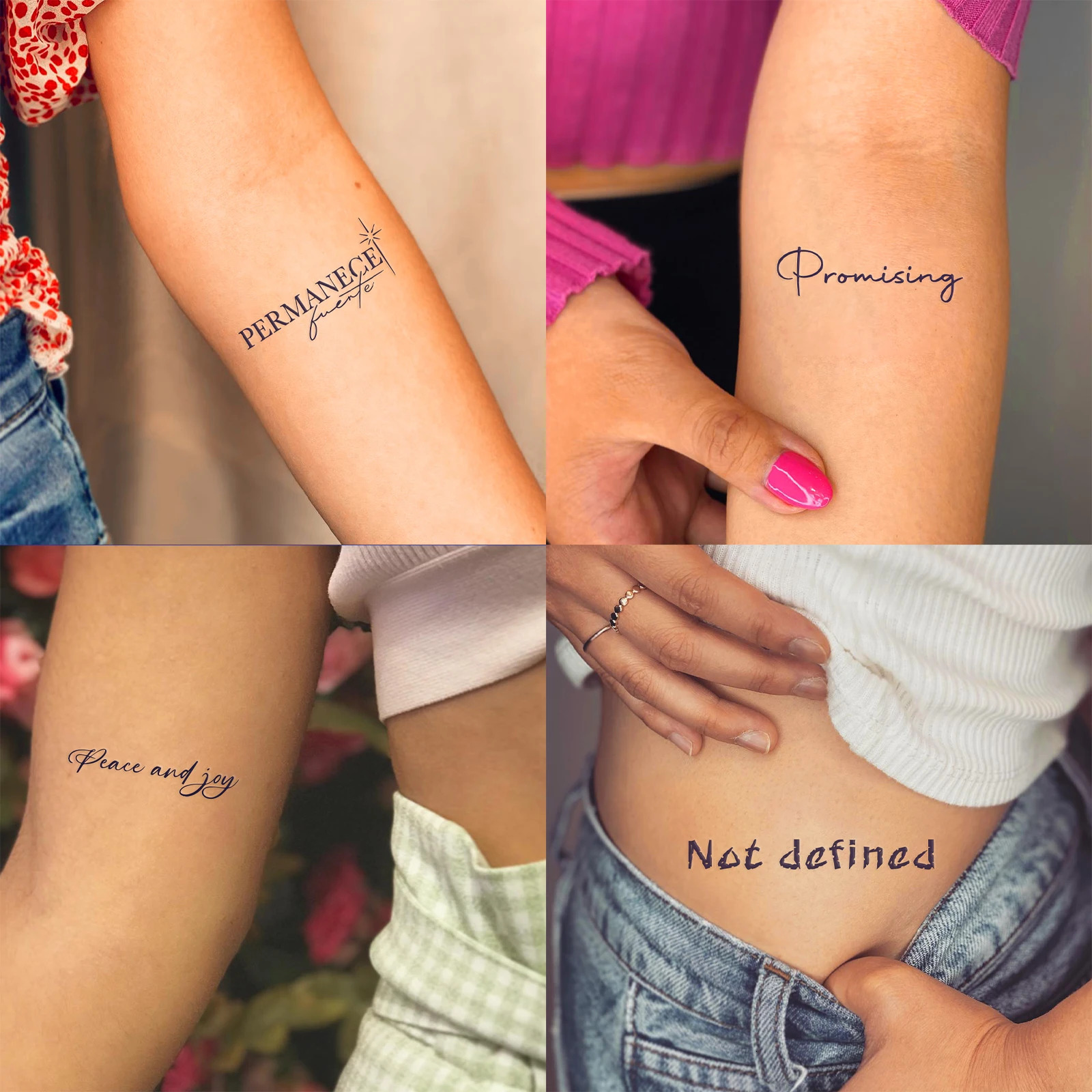10 Sheets Creative Sketch Drawing Temporary Tattoo Flowers Butterfly Dandelion Daisy Letters Sticker Waterproof Body Art 250219