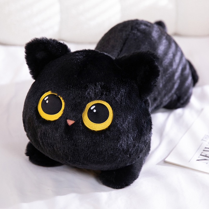 50-90cm Cute Black Cat Plush Toy Doll Kawaii Big Cuddly Pillow Cushion Ins Black Cat Plush Toy Doll For Boy Girl Brithday Gifts