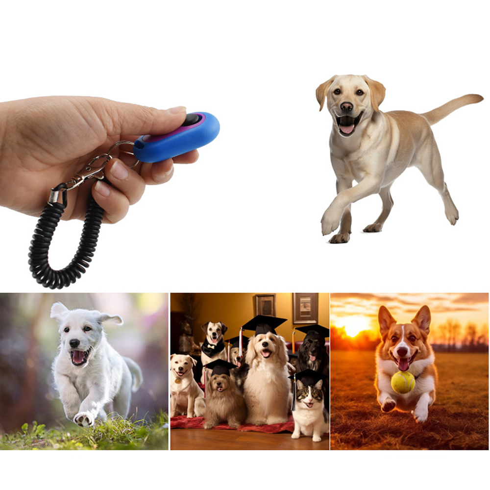 2pcs Dog Clicker Two-Color Oval Pet Training Keyring Portable Sound Pet Training Clickers Supplies