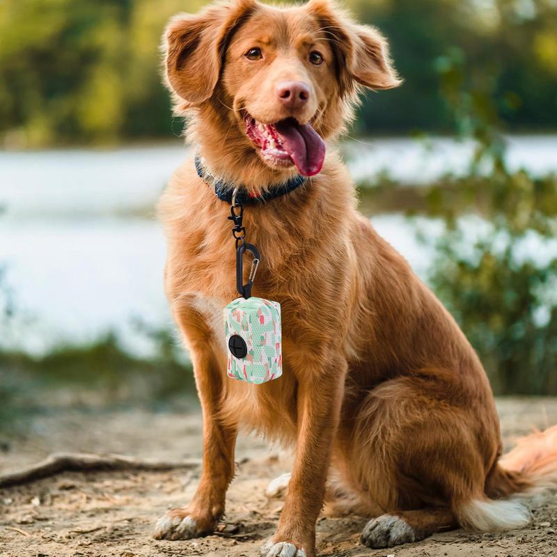 Dog Bag Holder Portable Pet Leashes Storage Multifunctional Poop Bag Carrier Dog Poop Bags Rolls Holder With Carabiner Clip For