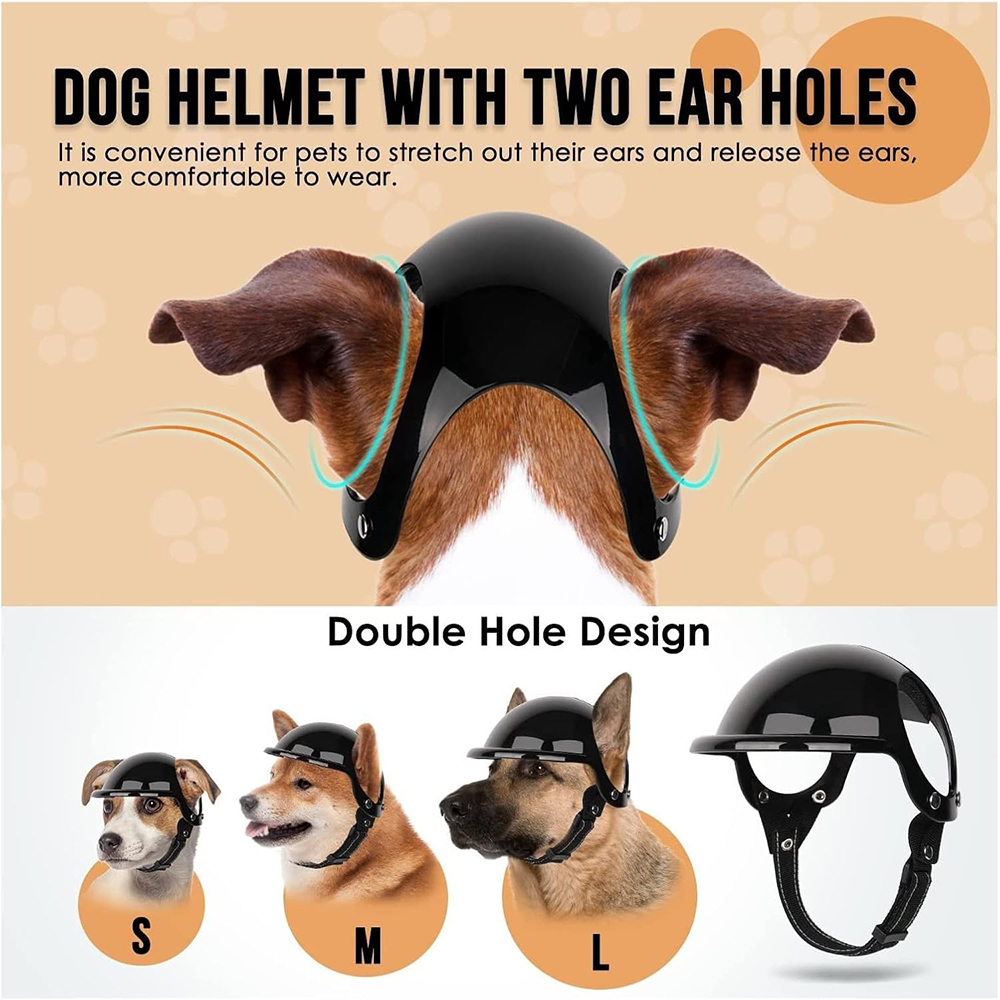 Dog Helmet Motorcycle Helmet with Ear Holes, Dog Safety Hat with Adjustable Strap for Small Large DOG Outdoor Driving Riding