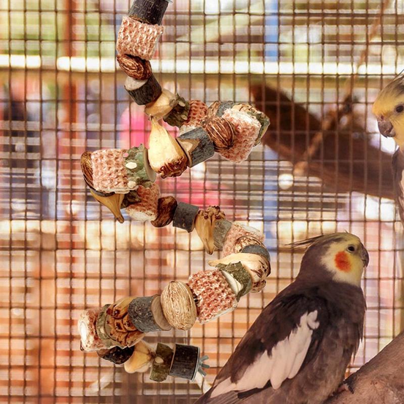 Bird Chew Toys Pineapple Nuts Log Blocks Cockatoo Toys Cockatiel Foraging Toys Climbing Ladders Parrot Shredding Toys For