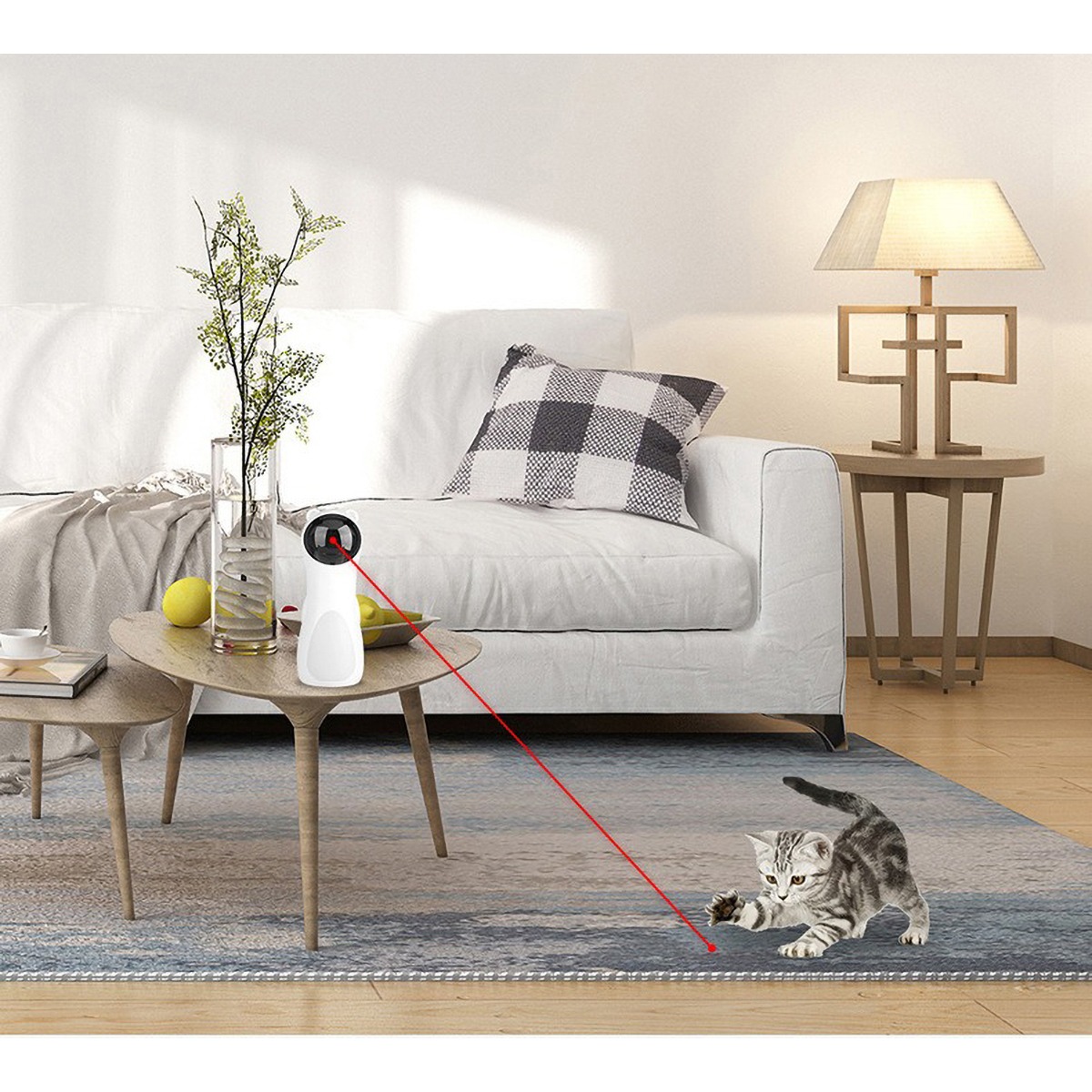 Automatic Laser Cat Toy - Auto On/Off, 5 Range Modes, USB/Battery Powered, Stress Relief
