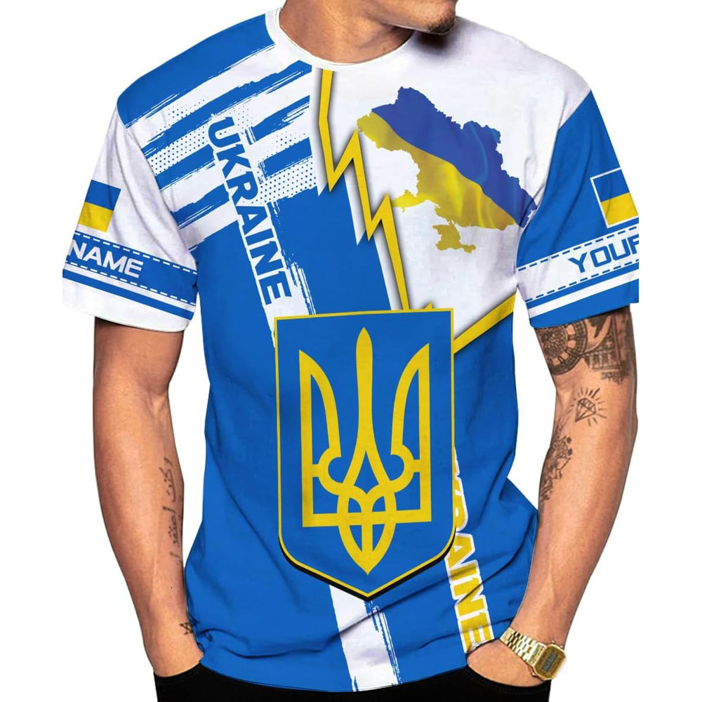 Mens T shirt Personalized Name Ukraine Shirt 3D, Ukraine Tshirt Unisex for Men and Women, Customized Ukrainian Multicolor Casual tops summer clothes