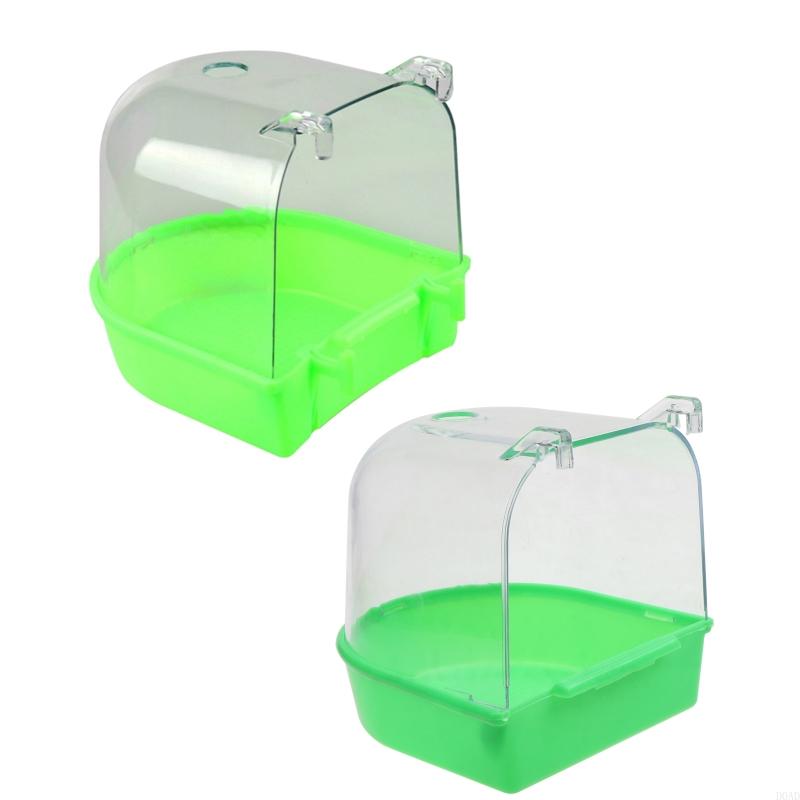 D0AD Bird Bath Box Parrot Bathing Cage Accessory for Small Birds Parakeet Canary Budgerigar Lovebirds Transparent Top