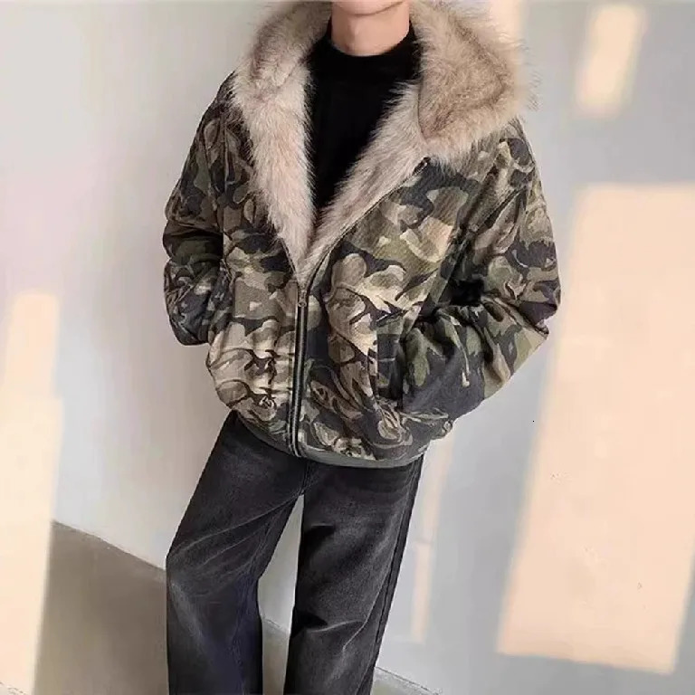 Retro Camouflage Plush Warm Zip Up Hoodie Y2K Jacket Mens Womens Gothic Retro Leaf Camouflage Oversized Hoodie Sweatshirt Jacket 250304
