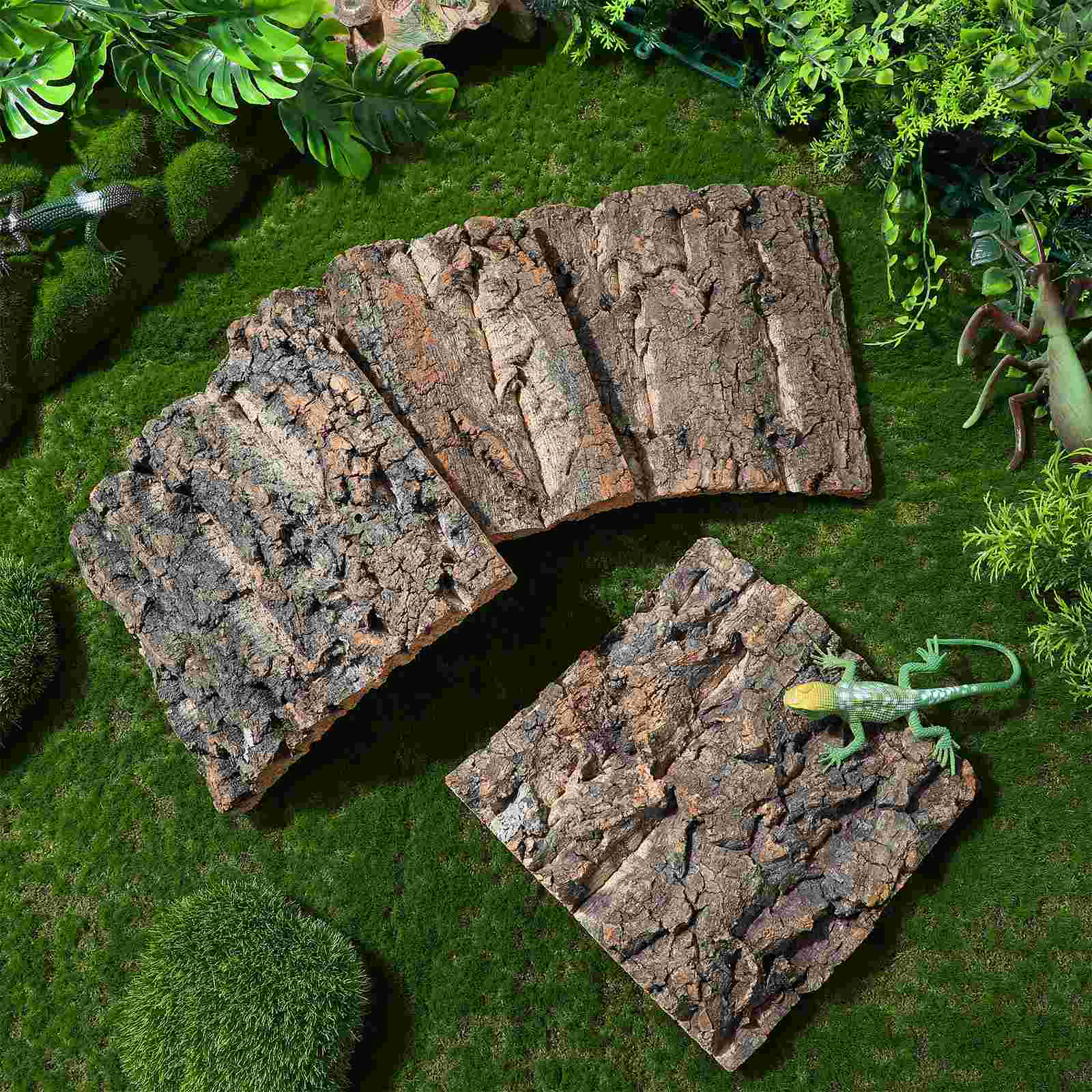 4 Pcs Fish Tank Decoration Natural Cork Bark Reptile Enclosure Background Terrarium Lizard Flats Bearded Dragon