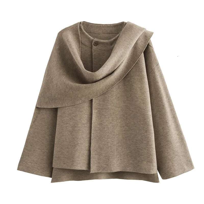 TRAF 2024 Plush Winter Coats Asymmetric Scarf Demi-Season For Women Parkas Long Sleeve Padded Coat Woman Jacket
