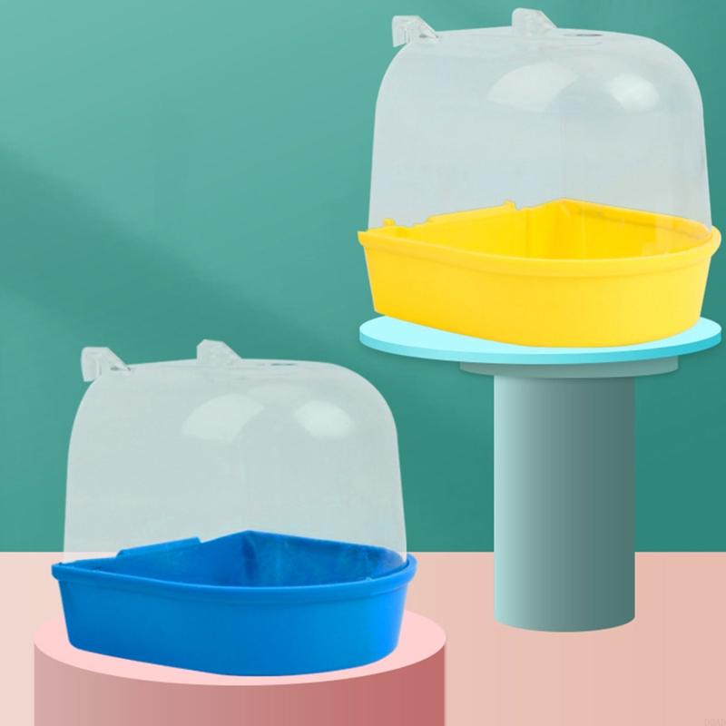 D0AD Bird Bath Box Parrot Bathing Cage Accessory for Small Birds Parakeet Canary Budgerigar Lovebirds Transparent Top