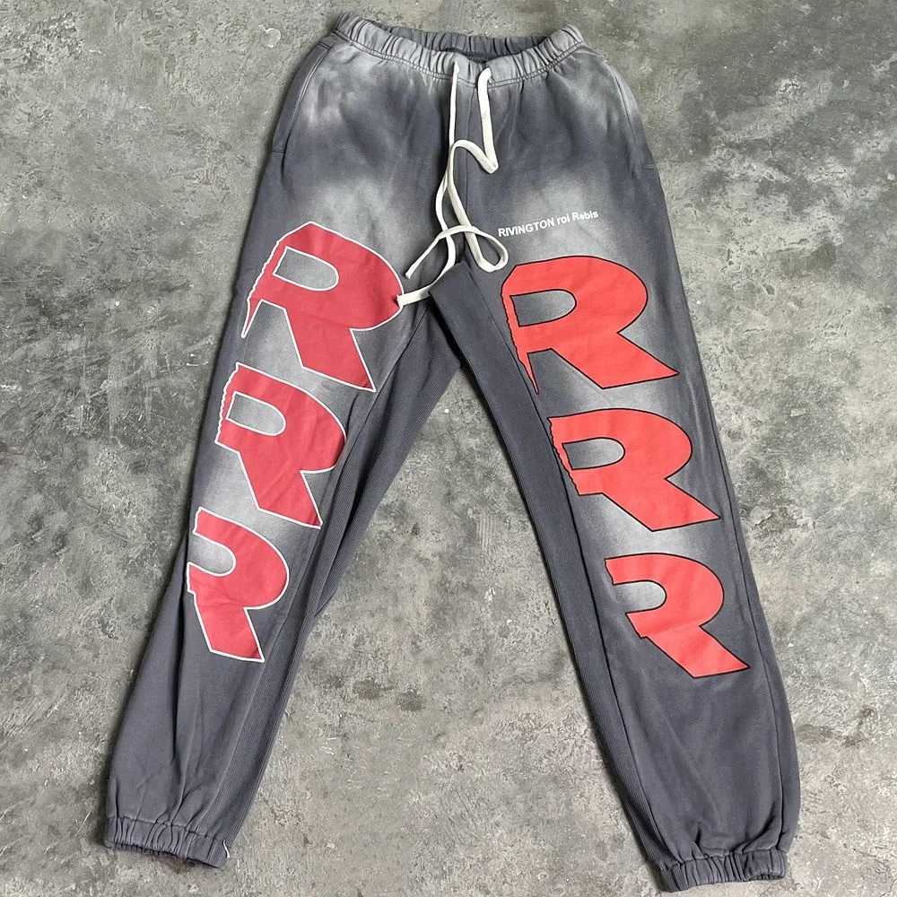 2024 Autumn Winter RRR123 Print Sweatpants Men Women 1 1 Best Quty Pants Jogger Drawstring RRR 123 Cotton VINTAGE Trousers X250305