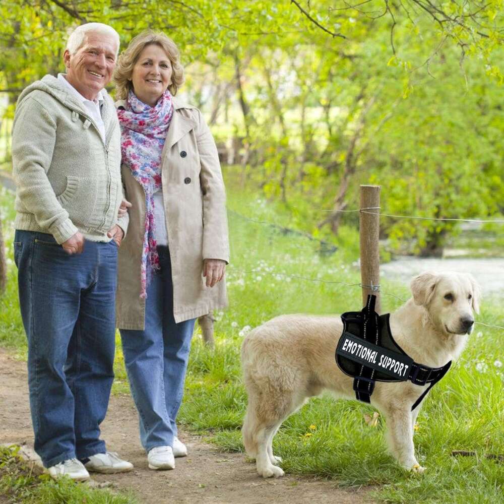 DHpet Service Emotional Support Pet Harness, Reflective Breathable & Adjustable No-Pull Dog Harness for all Sizes Dogs with 4 PCS Removeable Tags