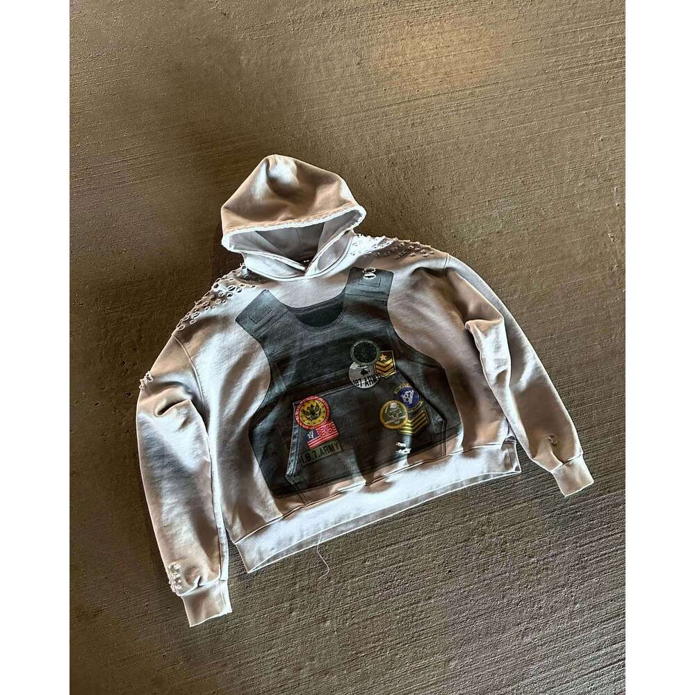 American sweatshirt bulletproof vest 3D printed pattern spring loose hoodie