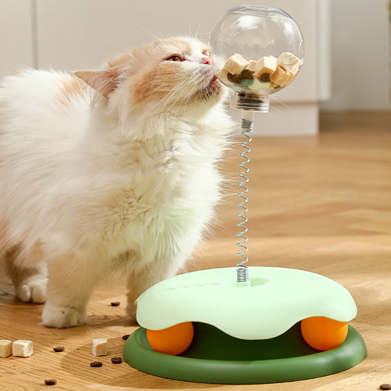 1pc Cat Puzzle Food Leaking Ball Toy Cat Dog Interactive Treat Leaking Toy Slow Cat Dog Feeder Cat Turntable Toys Pet Supplies