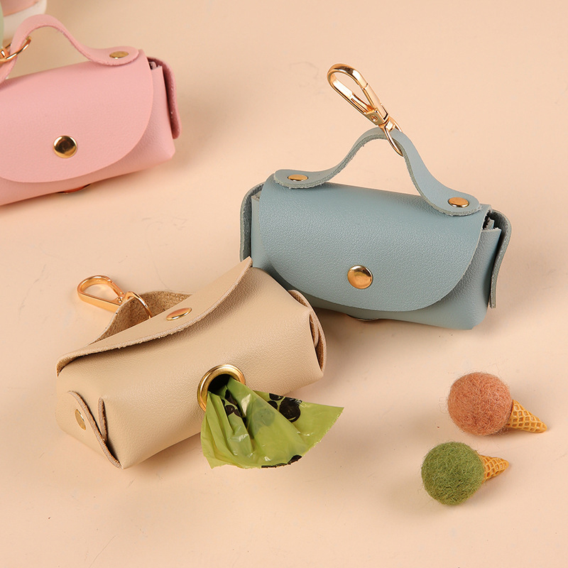 Stylish Pet Bag Holder Leather Pet Poop Bag Holder With Dispenser For Dog Bags Portable Dog Poop Bag Organizer Pet Supplies
