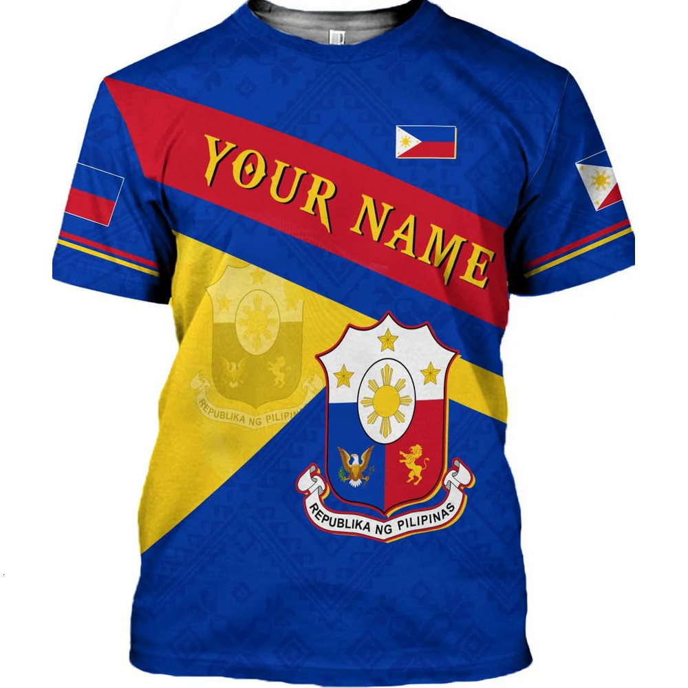 Mens T shirt Personalized Name Philippines Shirts 3D, Filipino Flag Pride Shirt Philippines Shirt Flag Tshirt for Men 33 tee Casual tops summer clothe