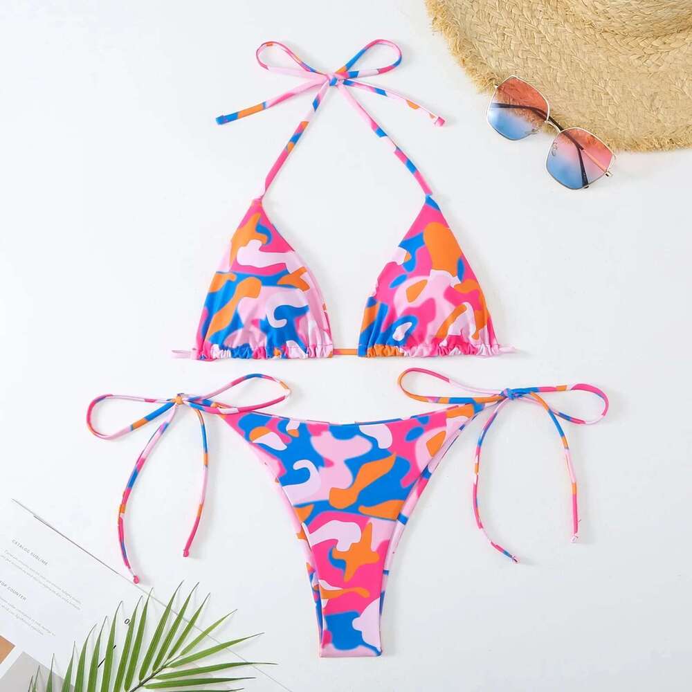 Brazilian Micro Mini Bikini Set Swimming Pads Bikinis 2024 Push Up Bathing Suits Coffee String Swimwear Women Swimsuit Km-Ly