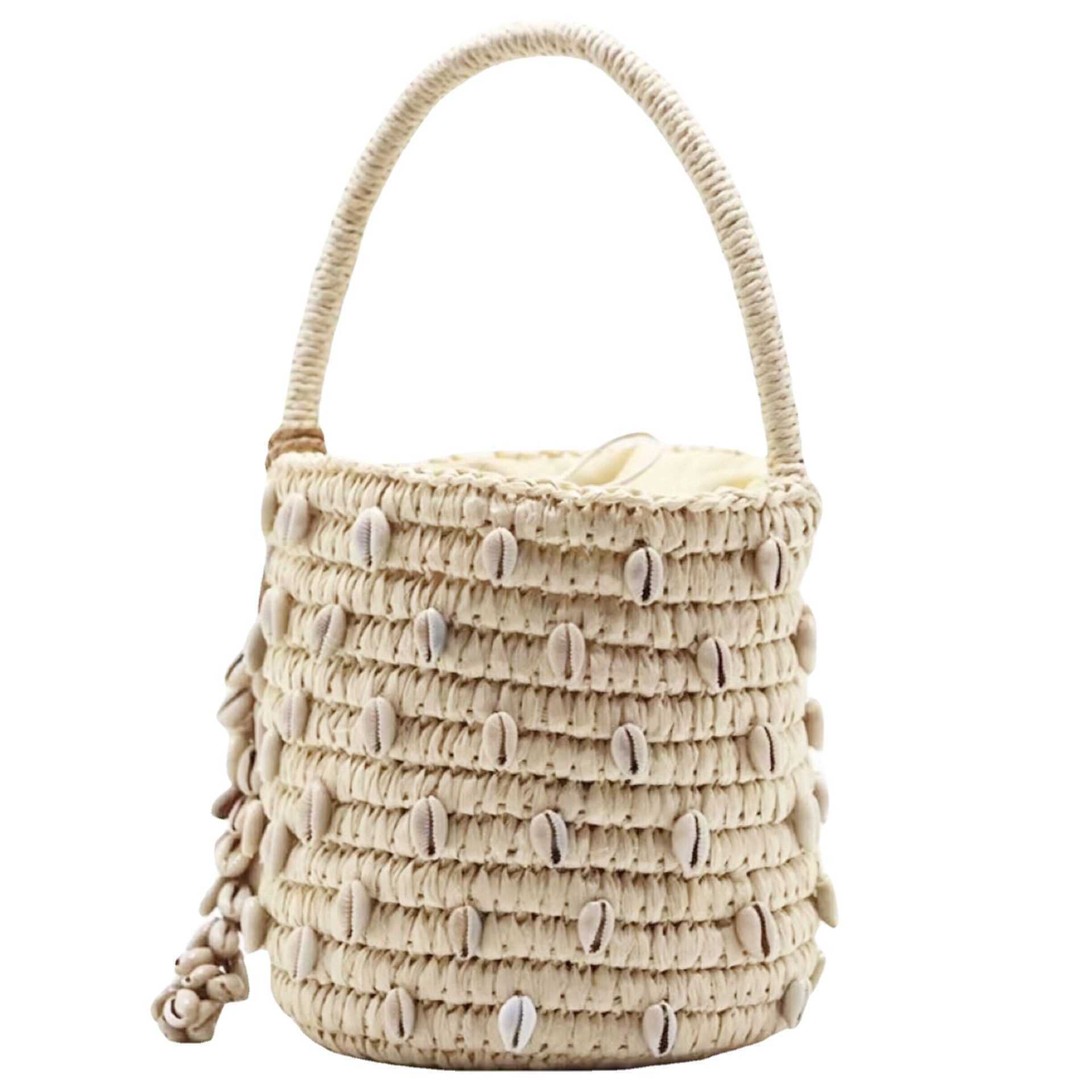 Shell Grass Woven Bag Handheld Women's Bag Summer Beach Bag Hand Woven Bag 250315