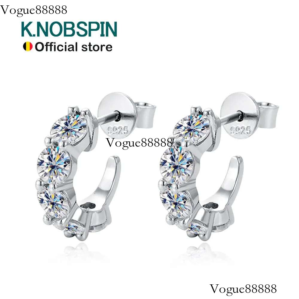 KNOBSPIN D VVS1 Moissanite Earring s Sterg Sier Plated White Gold Fine Jewelry with GRA Wedding Earrings for Women