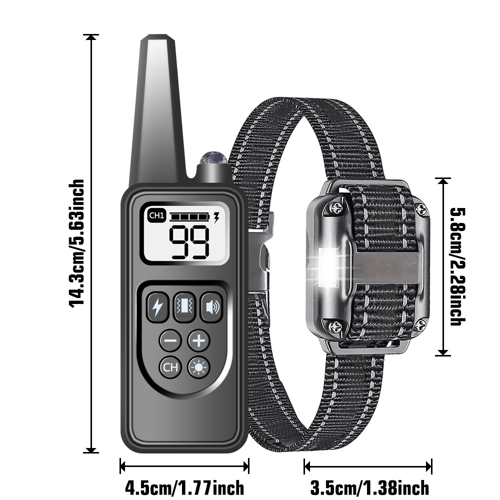 830 yards Remote Control Dog Training Collar USB Charge Waterproof Stop Bark Collar Pet Electric Shock Collar Sound Anti-Bark