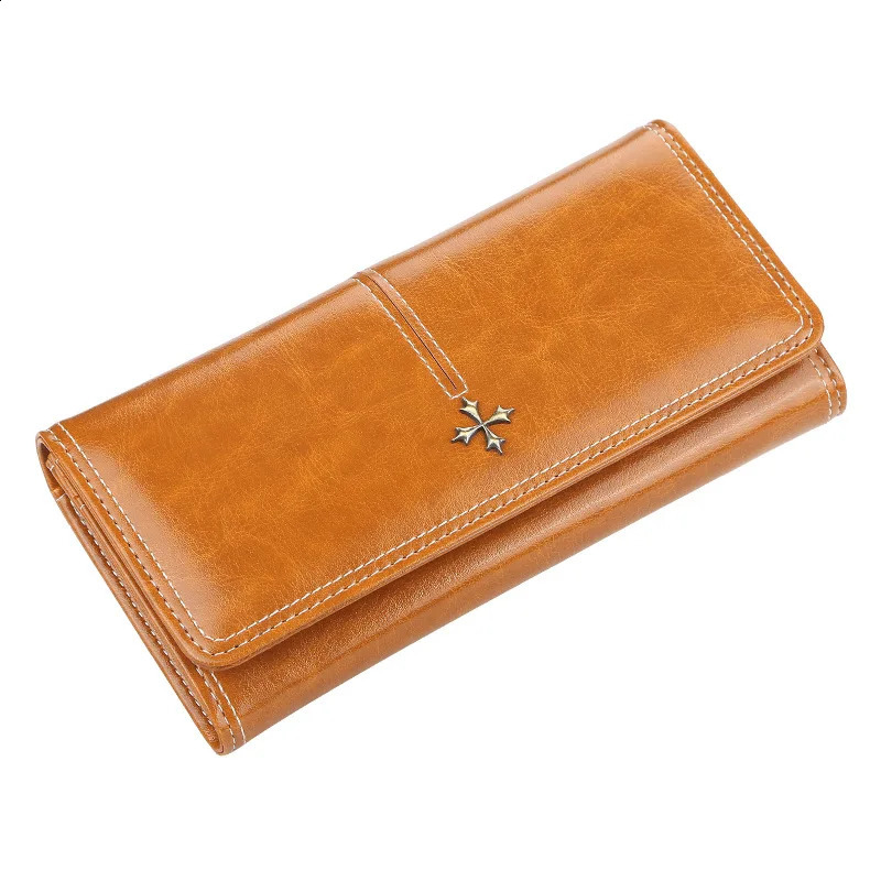 Fashion Simple Womens Leather Wallet With Zipper Coin Pocket Money Purse Long Phone Clutch Bag Ladies Card Holder For Woman 250305